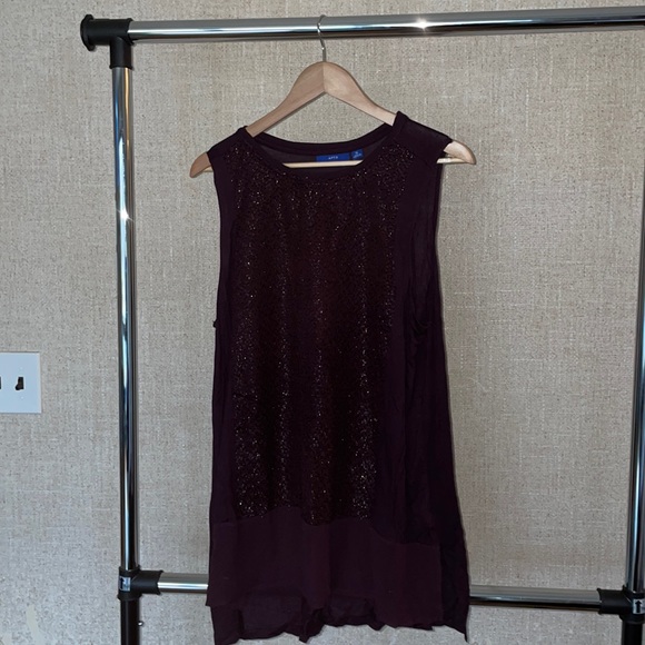 Plum color sequin top no sleeves - Picture 1 of 2